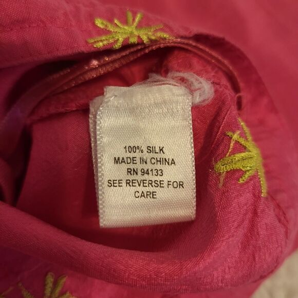 NWOT Debra Deroo hot pink & lime green silk pants - Picture 5 of 7